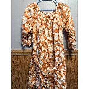 Elizabeth & James Womens Tie Dye Orange/White Belted New S Dress